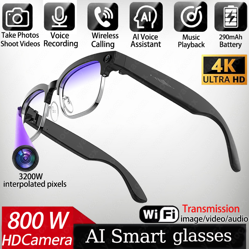 Smart Glasses Lens - 4K Akıllı Yapay Zeka Gözlüğü 8MP